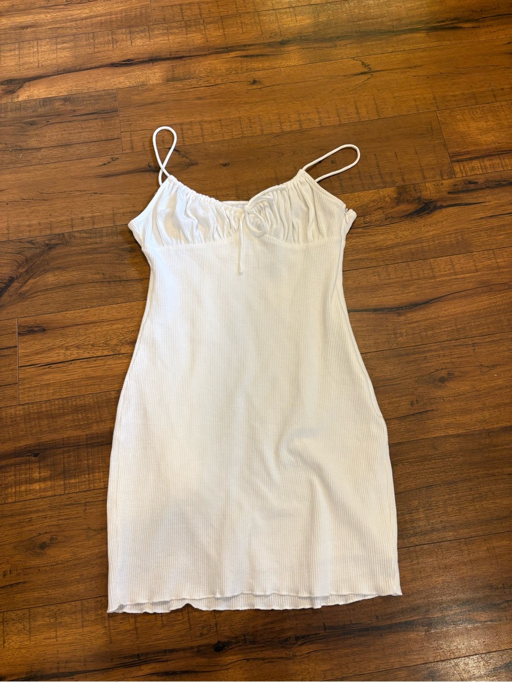 Princess Polly Slow Dancing White Ribbed Dress Mini Size 4 Cottagecore Lined